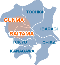 営業エリアマップ（埼玉県・群馬県を中心）